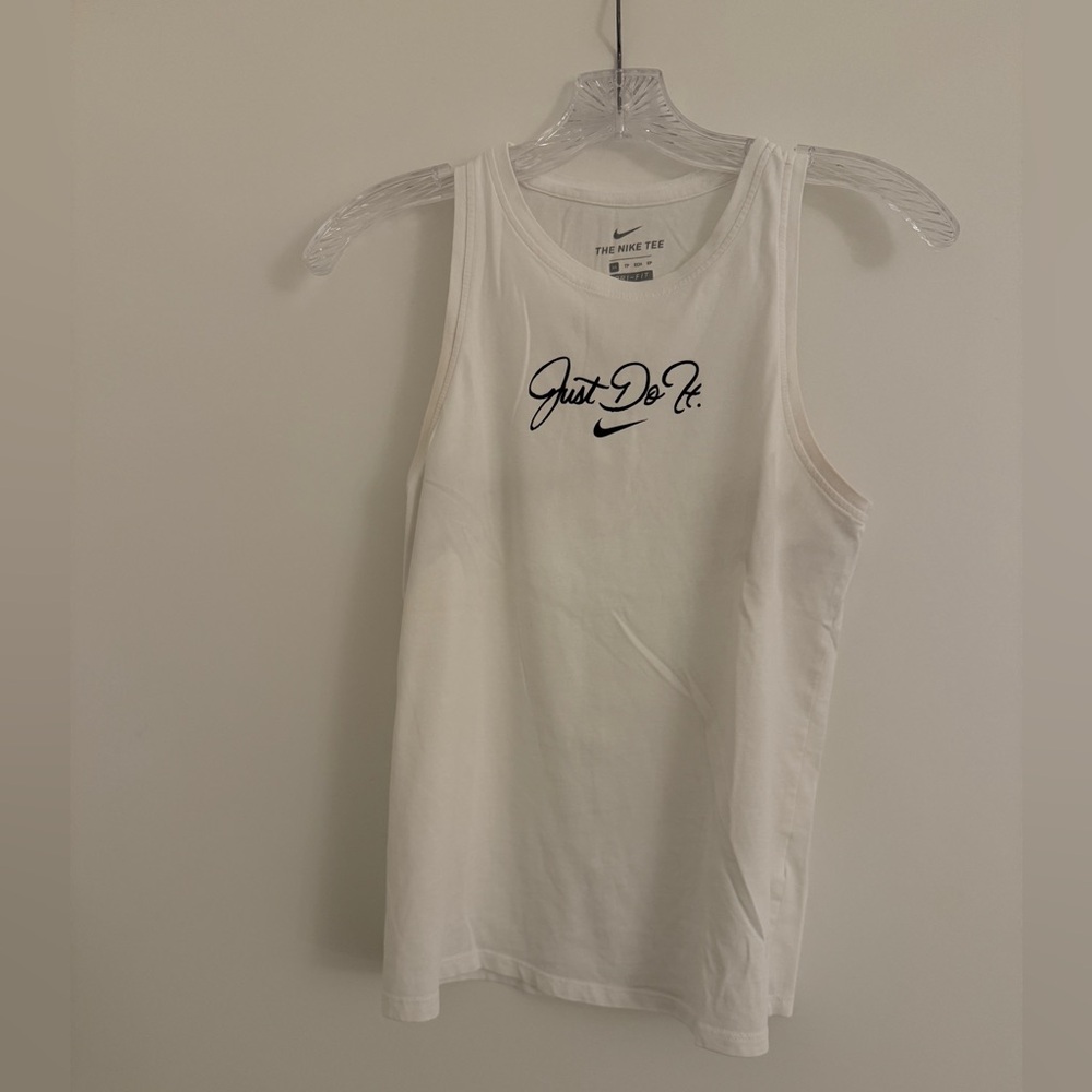 Nike White Sleeveless Top with Black Logo